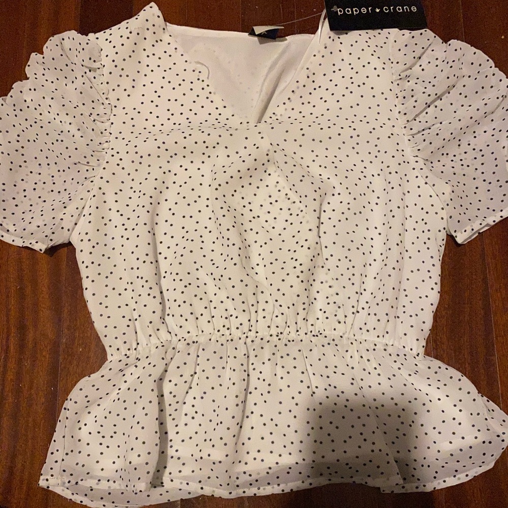 Elegant Fitted Polka Dot Blouse